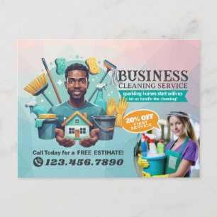 Modern House Cleaning Maid Service Housekeeping Postcard