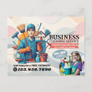 Modern House Cleaning Maid Service Housekeeping Postcard