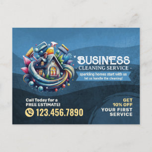 Modern House Cleaning Maid Service Housekeeping Postcard