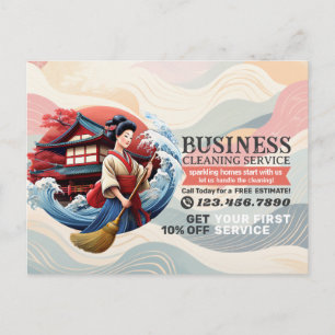 Modern House Cleaning Maid Service Housekeeping Postcard