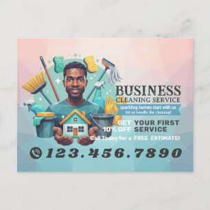 Modern House Cleaning Maid Service Housekeeping Postcard