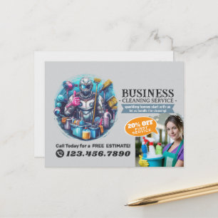 Modern House Cleaning Maid Service Housekeeping Postcard