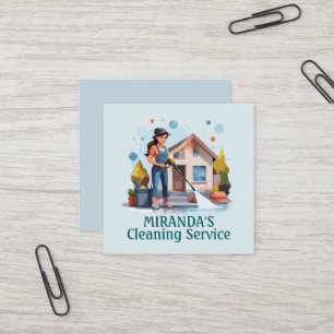 Modern House Cleaning Maid Service Housekeeping Square Business Card