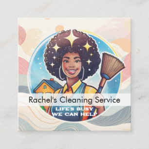 Modern House Cleaning Maid Service Housekeeping Square Business Card