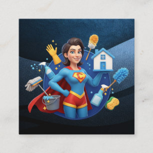 Modern House Cleaning Maid Service Housekeeping Square Business Card