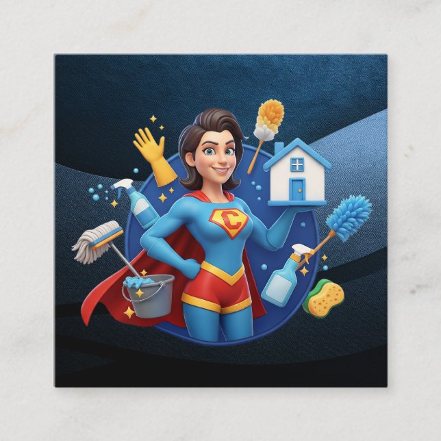 Modern House Cleaning Maid Service Housekeeping Square Business Card (Front)