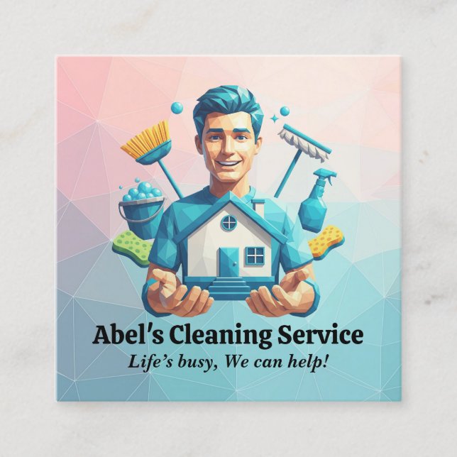 Modern House Cleaning Maid Service Housekeeping Square Business Card (Front)