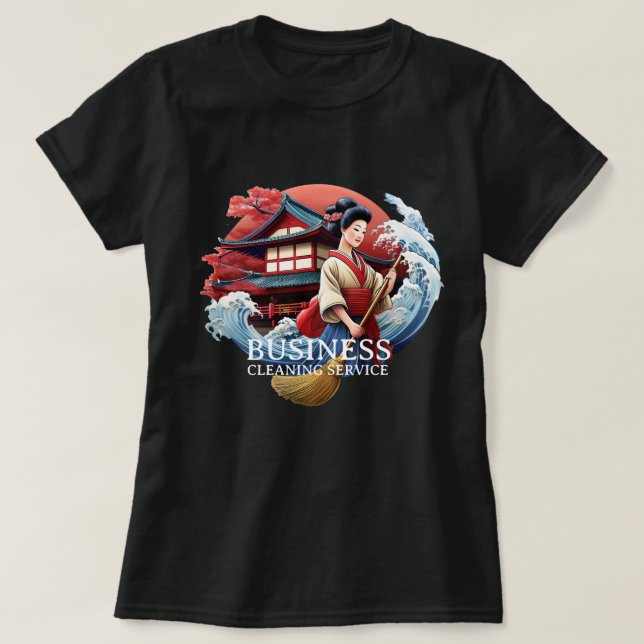 Modern House Cleaning Maid Service Housekeeping T-Shirt (Design Front)