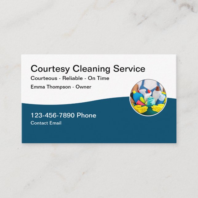 Modern House Cleaning Service Business Card (Front)