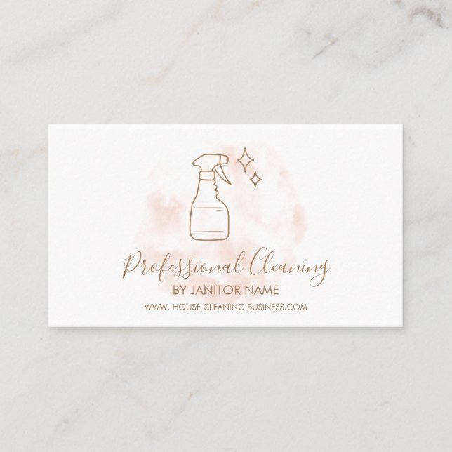 Modern House Cleaning Service & Maid Business Card (Front)
