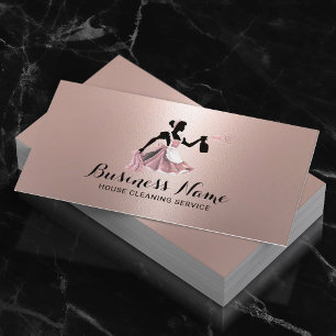 Modern House Cleaning Service Trendy Rose Gold Business Card