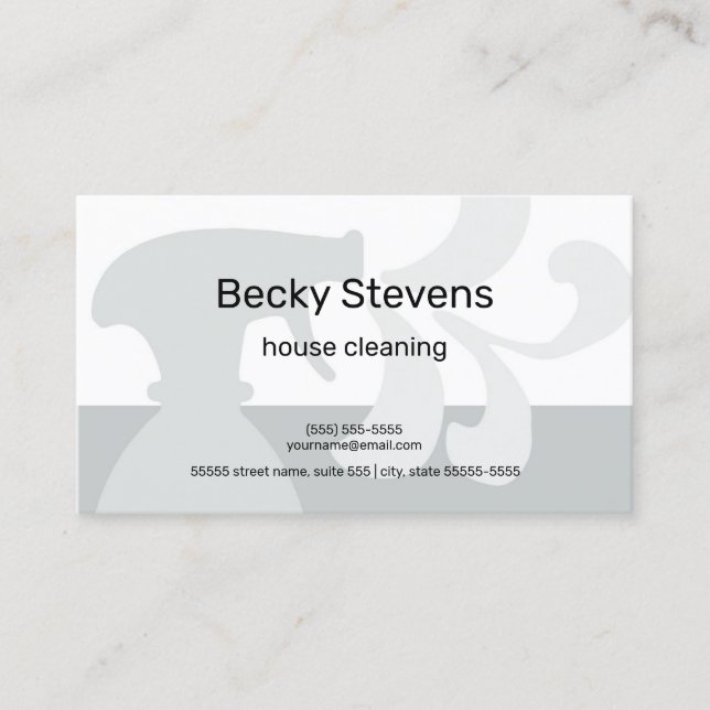 Modern House Cleaning Simple Grey Spray Bottle Business Card (Front)