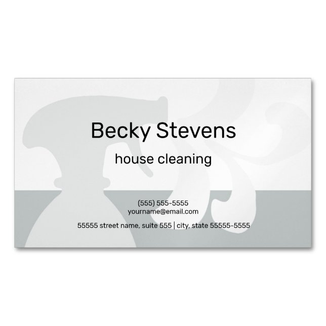 Modern House Cleaning Simple Grey Spray Bottle Magnetic Business Card (Front)