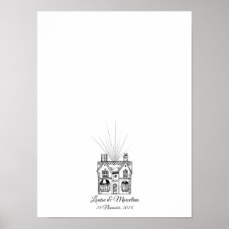 Modern House Fingerprint Wedding Guest Book