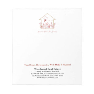 Modern House Key Line Art Realtor Personalised Notepad
