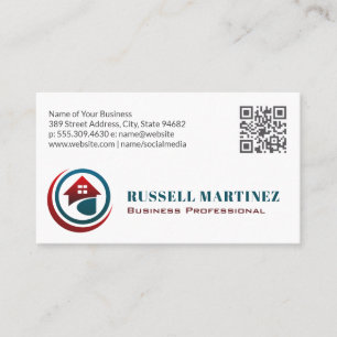 Modern House Logo   Real Estate   QR Code Business Card