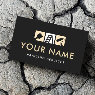 Modern House Painting Services Brush Roller Ladder Business Card
