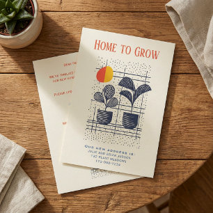 Modern house plants New Home Announcement Card