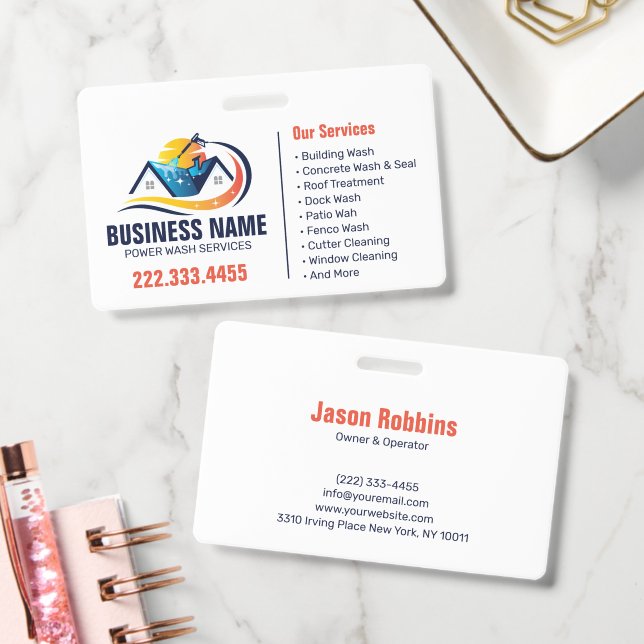 Modern House Power Wash Cleaning Services ID Badge (Office)