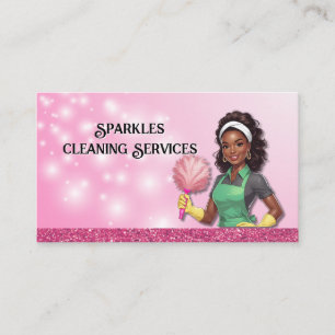 Modern Housekeeper Woman Cleaning Service Business Card