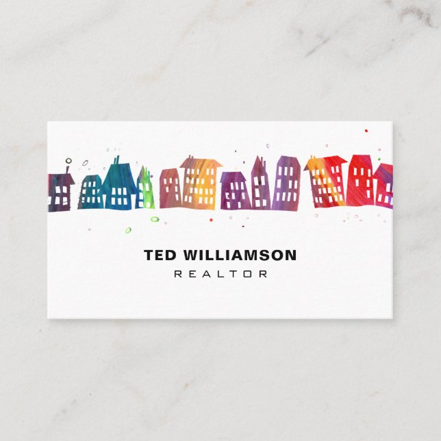 Modern Houses Real Estate Professional Realtor Business Card (Front)