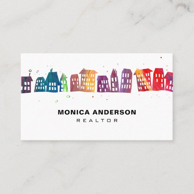Modern Houses Real Estate Professional Realtor Business Card (Front)