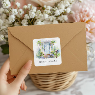 Modern Housewarming Party Simple Watercolor Square Sticker