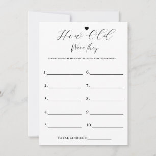 Modern How Old were they bridal Shower Game Card