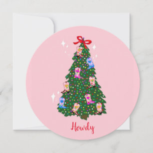 Modern Howdy Cowgirl Western Boots Christmas Card
