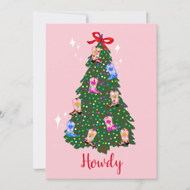 Modern Howdy Cowgirl Western Boots Christmas  Invitation (Front)