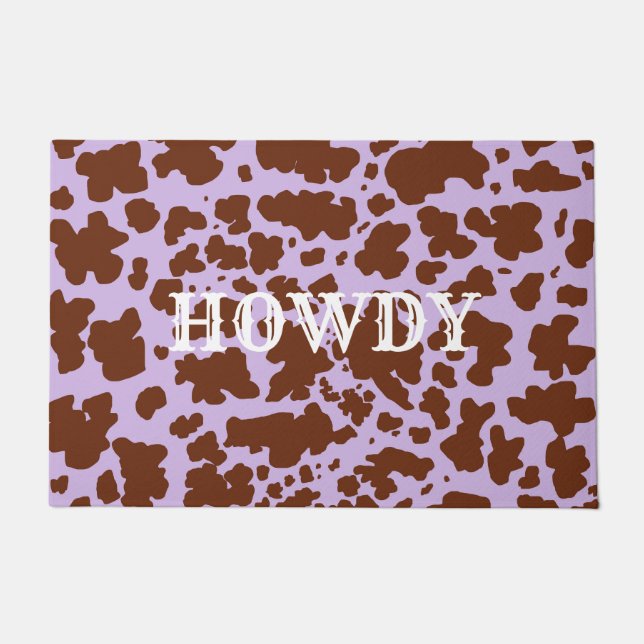 Modern Howdy Lilac Cow Skin Pattern  Doormat (Front)