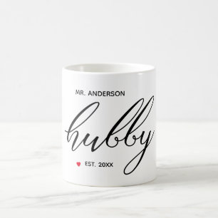 Modern ''Hubby'' Calligraphy Established Year Coffee Mug
