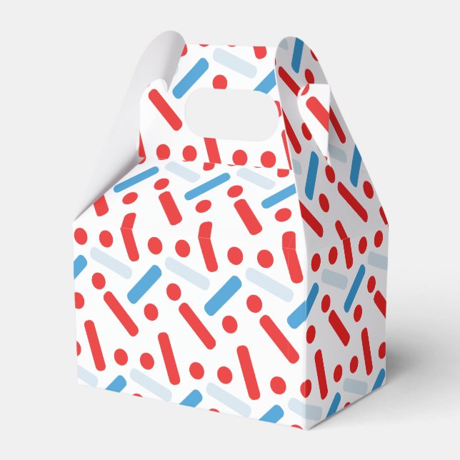 Modern Huge Red Blue Sprinkles Birthday Party Favour Box (Front Side)