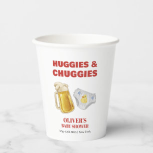 Modern Huggies Chuggies Beer Diaper Baby Shower  Paper Cups