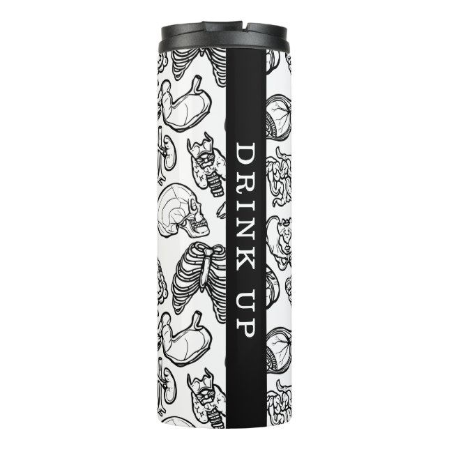 Modern Human Anatomy Biology Sketch Custom Text Thermal Tumbler (Back)