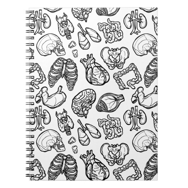 Modern Human Anatomy Sketch Pattern Science Gift Notebook (Front)