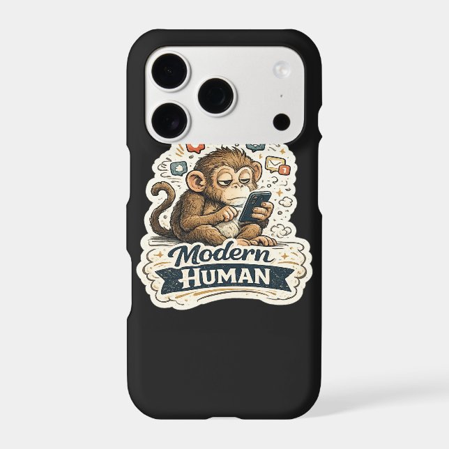 Modern Human Funny Monkey Smartphone Social Media  (Back)