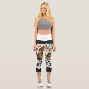 Modern Human Funny Monkey Smartphone Social Media Capri Leggings
