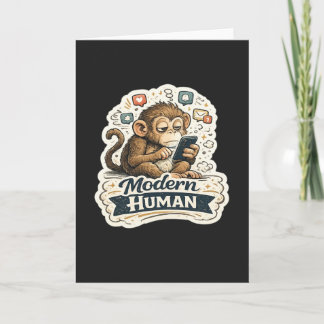 Modern Human Funny Monkey Smartphone Social Media Card