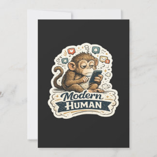Modern Human Funny Monkey Smartphone Social Media Invitation