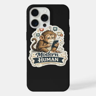 Modern Human Funny Monkey Smartphone Social Media  iPhone 15 Pro Max Case