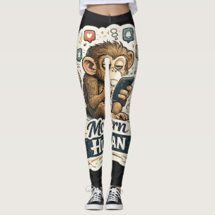 Modern Human Funny Monkey Smartphone Social Media Leggings
