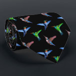 Modern Hummingbirds on Black Tie<br><div class="desc">Beautiful and modern hummingbirds on black. Hummingbirds stand for intelligence,  beauty and love.</div>