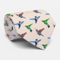 Modern Hummingbirds on Light Champagne Beige