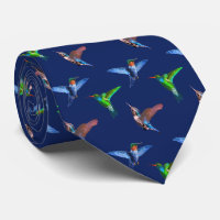 Modern Hummingbirds on Navy Blue