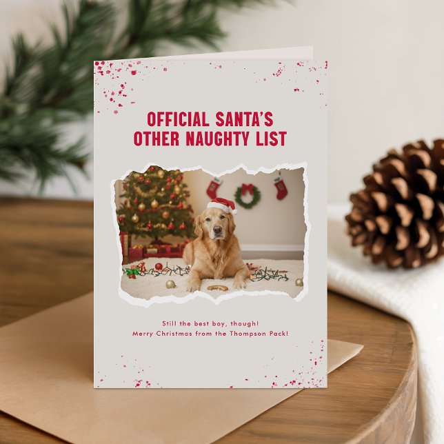 Modern Humorous Dog Photo Christmas Folded  Card (Creator Uploaded)