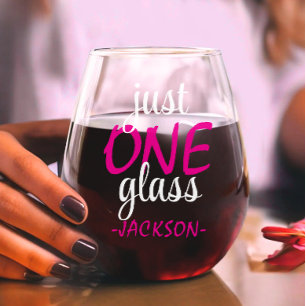 Modern Humour Quote Of Mothers Day Pink Colour Tex Stemless Wine Glass