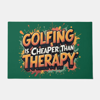 Modern Humourous Golf Therapy Fun Doormat