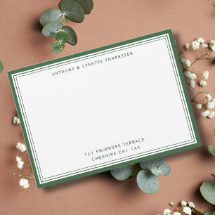 Modern Hunter Green Border Name & Address Card