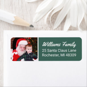 Modern Hunter Green Custom Photo Return Address